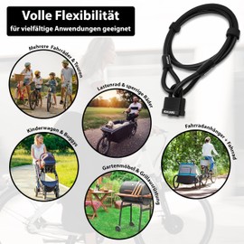 KOHLBURG Cable Lock 2 m Long - Lock with Key Easy Click - 2 Metre Loop Cable for Bicycle & Garden Furniture - Steel Cable 200 cm as Bicycle Lock, Bicycle Trailer & Pram