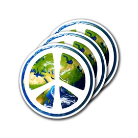 3-Pack Earth Peace Sign Vinyl Bumper Stickers - 3.5 Inch Waterproof Decals for Tumblers, Cars, Trucks, Windows, Laptops - Peace Sign Car Stickers, Hippie, Peace on Earth Die Cut Decals