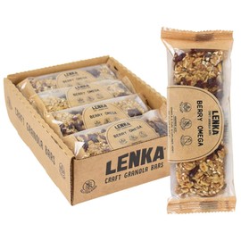 Lenka Bars - Berry Omega Snack Bars, Gluten Free, High Fiber, Kosher, Wholesome, No Artificial Flavors, Individually Wrapped - 12 Pack