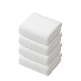 CBJAPAN Carari Plus Face Towel, 3.3x Water Absorbency Microfiber, White, Set of 4, Quick Dry (Absorbs Water in the Fiber Gaps), Marshmallow Texture, Fluffy, 11.8 x 31.5 inches (30 x 80 cm)