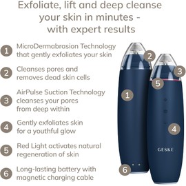 GESKE SmartAppGuided™ MicroDermabrasion Blackhead Remover Eliminador de puntos negros 7 en 1 Limpiador de poros eléctrico limpieza al vacío innovadora herramientas de belleza