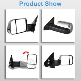 ECCPP Towing Mirrors for 2002-2008 Dodge Ram 1500 4.7L 5.7L 2003-2009 Dodge Ram 2500 3500 5.7L 6.7L Power Heated Signal Chrome Cover Side View Pair Mirrors