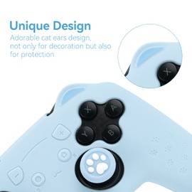 GeekShare Cat Paw Controller Skin Grips Set Compatible with Switch Pro-Anti-Slip Silicone Protective Cover Case Joystick Caps for Switch Pro Wireless Controller - Blue
