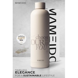 MAMEIDO Stainless Steel Drinking Bottle, 750 ml, 500 ml & 1 Litre, Leak-Proof Thermos Flask, Suitable for Carbonated Drinks, BPA-Free, Insulated Flask for 12 Hours Hot & 24 Hours Cold (Striving Me,