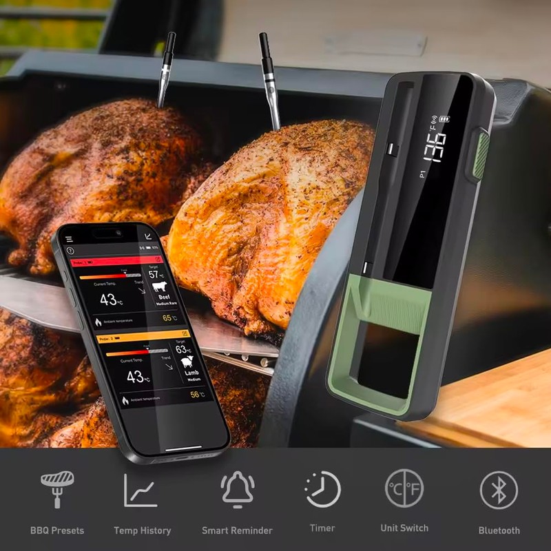 Smart Wireless Long Range Dual Probe Meat/BBQ/Kitchen Thermometer