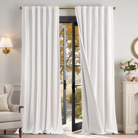 Lazzzy White Blackout Velvet Curtains for Living Room Bedroom 84 Inch Long Insulated Lined Drapes Rod Pocket Modern Window Treatments 2 Panels Set