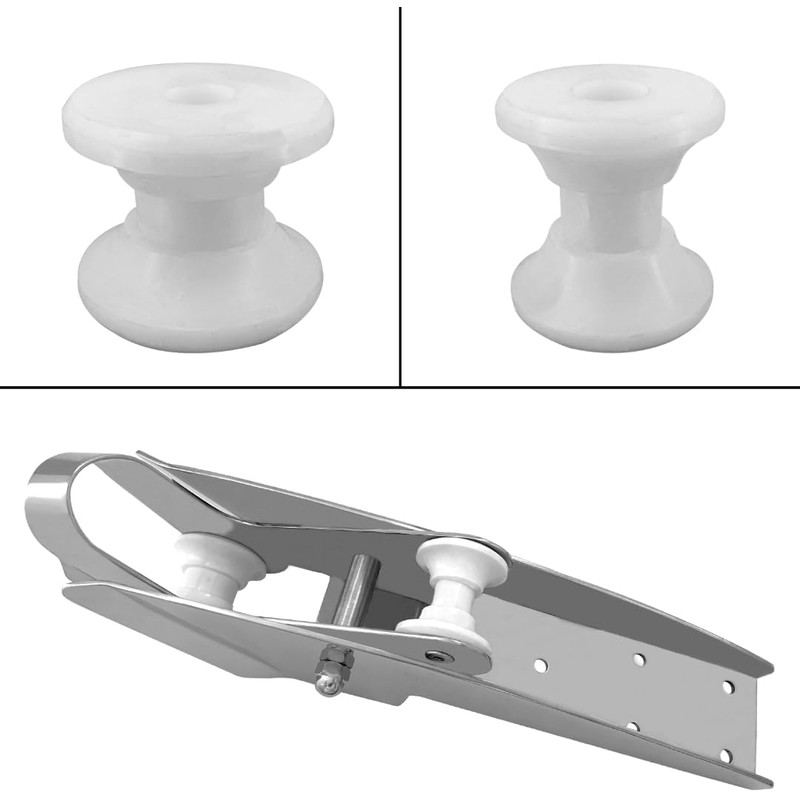 JT-HLM 2Pcs Water White Bow Anchor Roller Replacement Wheels Bow
