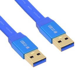 cablecc 5Gbps Ultra Flat Slim USB 3.0 Type-A Male to USB3.0 A Male Cable Extension Blue for Disk SSD Camera Data 2M