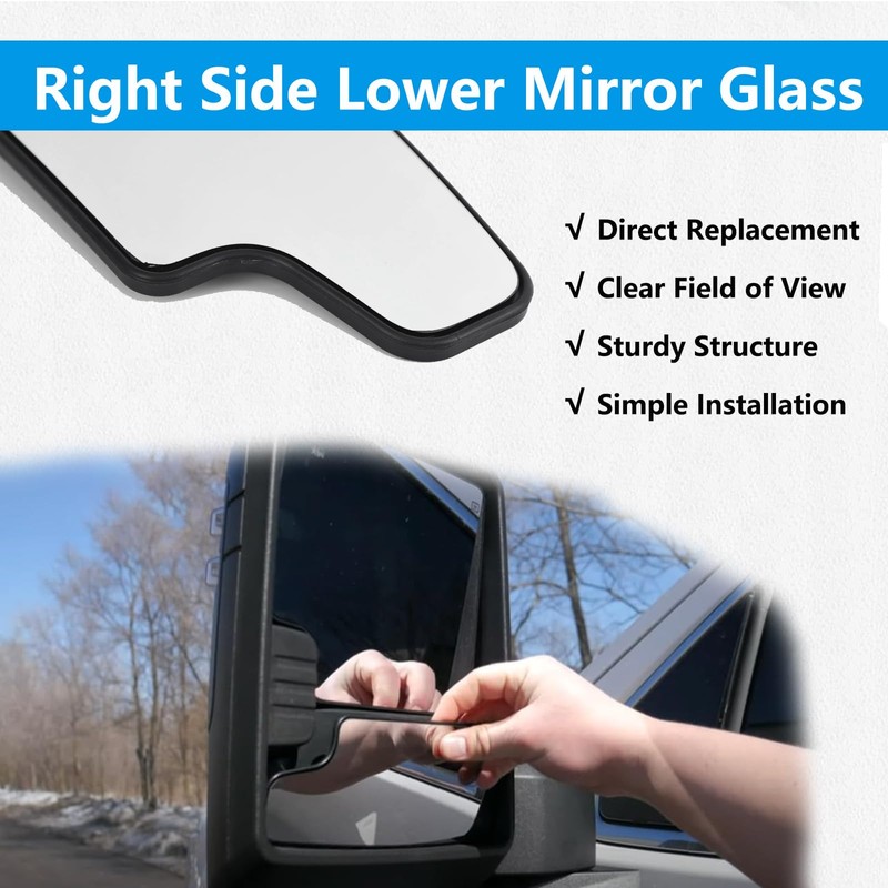 Leolarmen Passenger Lower Heated Side Mirror Glass Compatible with 2020-2025