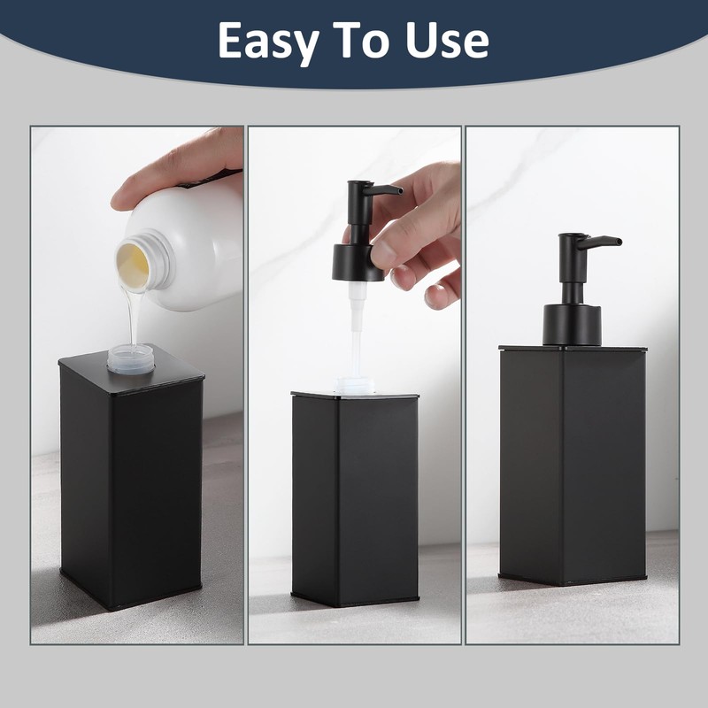 DAZI Soap Dispenser, Black, Refillable Standing Soap Dispenser, Premium Metal