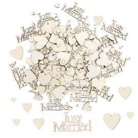 GoldRock Wooden Heart Wedding Decoration Table Just Married Decoration, 275 Pieces Confetti Wedding Wood, 6 Sizes Heart Table Decoration Wedding Set, Wooden Hearts Confetti Wedding Decoration, Vintage