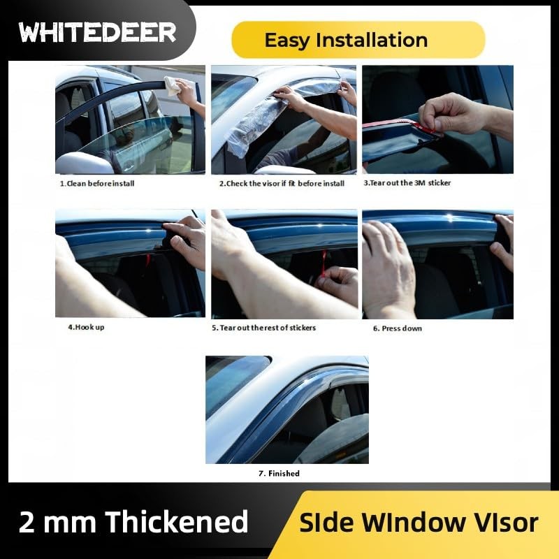 WhiteDeer ZH Durable Window Deflectors Rain Guards for Mazda 3