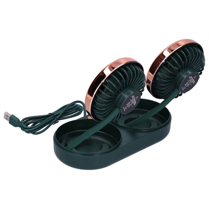 Car Fan 360° Rotatable 3 Speed DualHead USB Powered Mini