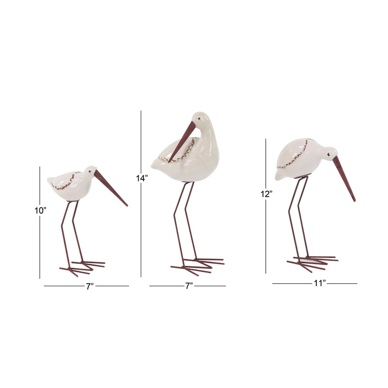 Deco 79 Ceramic Bird Decorative Sculpture Home Decor Statues, Set