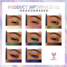 Erinde Green Eyeliner Pen Chameleon, Green Metallic Glitter Colourful Eyeliner Stick, Waterproof Eyeliner Stick, Multichrome Eyeshadow Pencil, Sparkling Durable Eye Makeup Stick