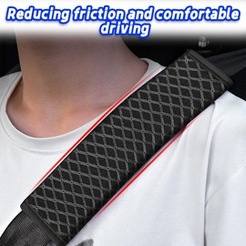 2PCS Car Seat Belt Cover, Soft Automotive Safety Belt Shoulder Harness Pad Cushion, Comfortable Vehicle Seatbelt Shoulder Neck Protector, Universal for RV, Truck (Black, One Size)