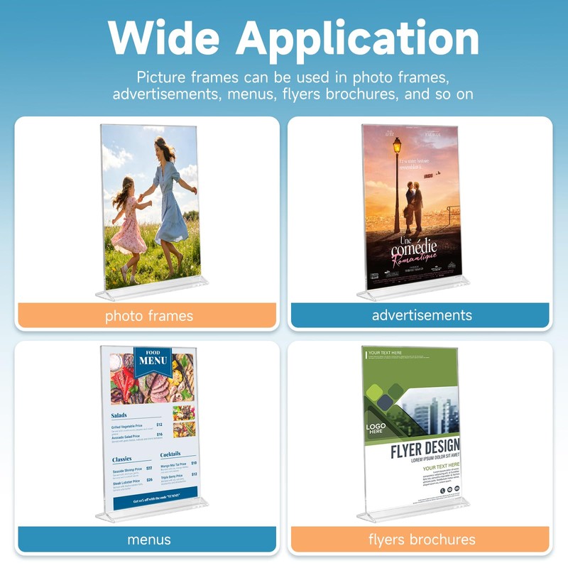 Wbtran 8x10 Inches Acrylic Picture Frame Set of 6, Vertical