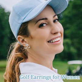 SmileBelle Golf Earrings, Sterling Silver Earrings for Women Fill in Golf Easter Basket, Hypoallergenic Golf Gifts as Daughter Sports Jewelry Accessories Matching Golfer Outfits
