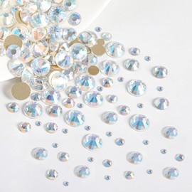 Beadsland Rhinestones for Makeup, 8 Sizes, 2500 Pieces, Crystal Flat Back Rhinestones, Face Gemstones for Nails, Crafts with Tweezers and Wax Pen, Blue Moonlight, SS4-SS30