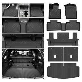 Cartist Floor Mats & Trunk Mats & Backrest Mats Fit for 2020-2024 2025 Ford Explorer 6 Seats Accessories All Weather Cargo Liner for Explorer Accessories Carpet Protection TPE Odorless