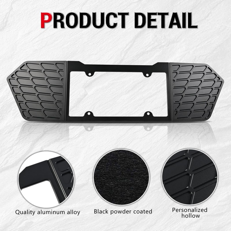 Rear License Plate Frame,Aluminum License Backing Frame Cover Grill Vent