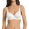 Women's Lace Underwire Unlined Full Coverage Bra - Microfiber Cream