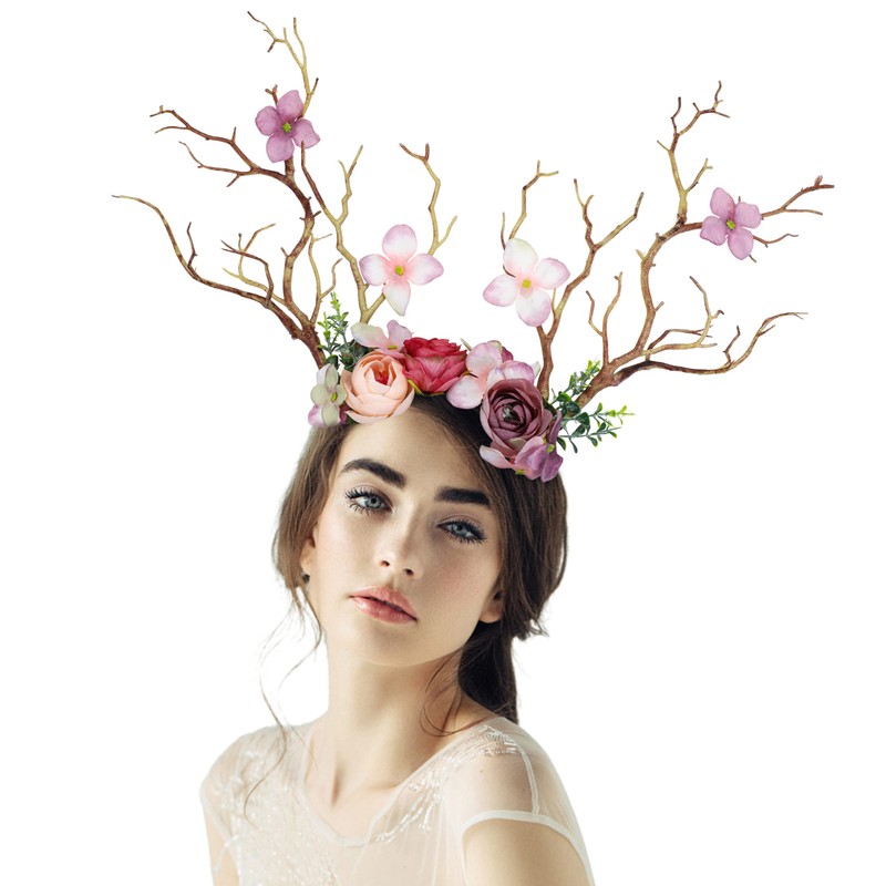 FRESHME FRESHME Fairy Antlers Flower Crown - Handmade Elf Deer