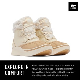 SOREL Women's Out N About lV Chillz Waterproof Boot - Honey White, Canoe - 8.5