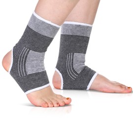 Haysandy 2 Pairs Kids Ankle Support Compression Kid Ankle Brace Elastic Kids Compression Socks Knitted Ankle Support Brace Ankle Sleeve for Jogging Running Fitness(Gray,10-15 Years)