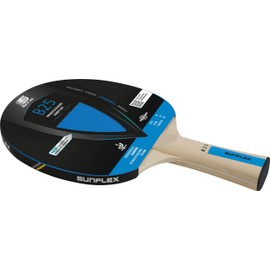 Sunflex® Color COMP B25 Table Tennis Bat, Leisure Racket with Concave Handle, ITTF Certified Blue Cover, for Beginners, Lightweight