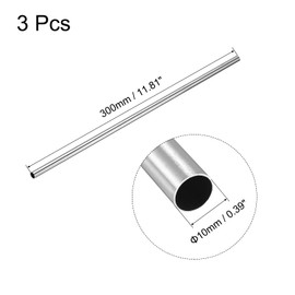 sourcing map 3 pieces stainless steel pipe, 10 mm x 0.4 mm x 300 mm, round pipe, stainless steel, V2A stainless steel round tube, WST 1.4301, spacer sleeves, 304 pipe, round profile for railings,