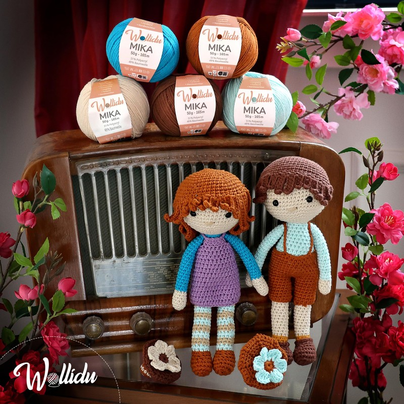 Wollidu Mika Knitting and Crochet Yarn, 51% Polyacrylic, 49% Cotton,