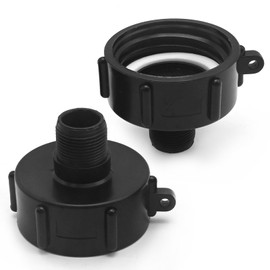 CADUFUELLY 2Pcs 275 330 Gallon IBC Tote Adapter, 2" Coarse Thread x 3/4" Garden Hose Male IBC Tote Fitting, Drain Water Tank Hose Adapter