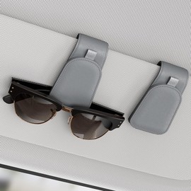 Sotfamily Sunglass Holder for Car Visor, Suede Cloth Magnetic Sunglass Organizer for Car Accessories, 2 Packs, Gray