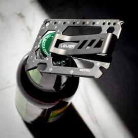 Toolcard Pro with Money Clip - 40 in 1 Credit Card Multitool Card - Sleek Minimalist Stainless Steel Wallet Card and Money Clip by Lever Gear (Black)