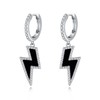 AXOMY Lightning Bolt Earrings 925 Sterling Silver Black Onyx Dangle