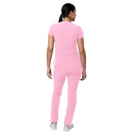 Adar Uniforms Addition Go-Basic Scrub Set For Women - Slim V-Neck Scrub Top & Skinny Cargo Scrub Pants - A9200 - Soft Pink - M