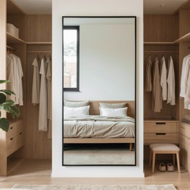 LDB_BUILDING 58"x 18" Full Length Mirror, Tall Standing Floor Mirror w/Shatterproof Glass, Wall Mounted Mirrors for Bedroom, Living Room, Entryway,Dressing Room Home Decor，Black