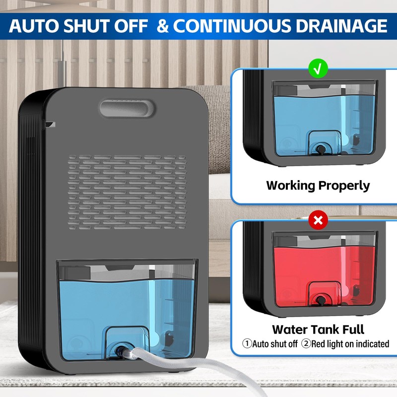 Dehumidifier, Dehumidifiers for Home (1000 sq.ft), 98 OZ Dehumidifier for