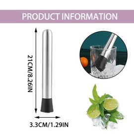 Cocktail Muddler,Stainless Steel Muddler with Grooved Head,Multi-Functional Cocktail Stirrers,20cm Fruit Mixer Bartending Tool,Bartender Cocktail Making Kit for Professional and Amateur Alike
