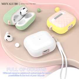 MHYALUDO - Case Compatible with AirPods 3rd Generation with Cleaning Kit, Full Drop Protection with Lanyard, Colour, Youth Macaroon, Compatible with Airpods 3 Charging Case, White/Pink