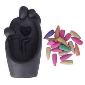 Backflow Incense Burner Beautiful Backflow Incense Holder with 20 Incense Cones for Home Desktop Ornaments Gifts