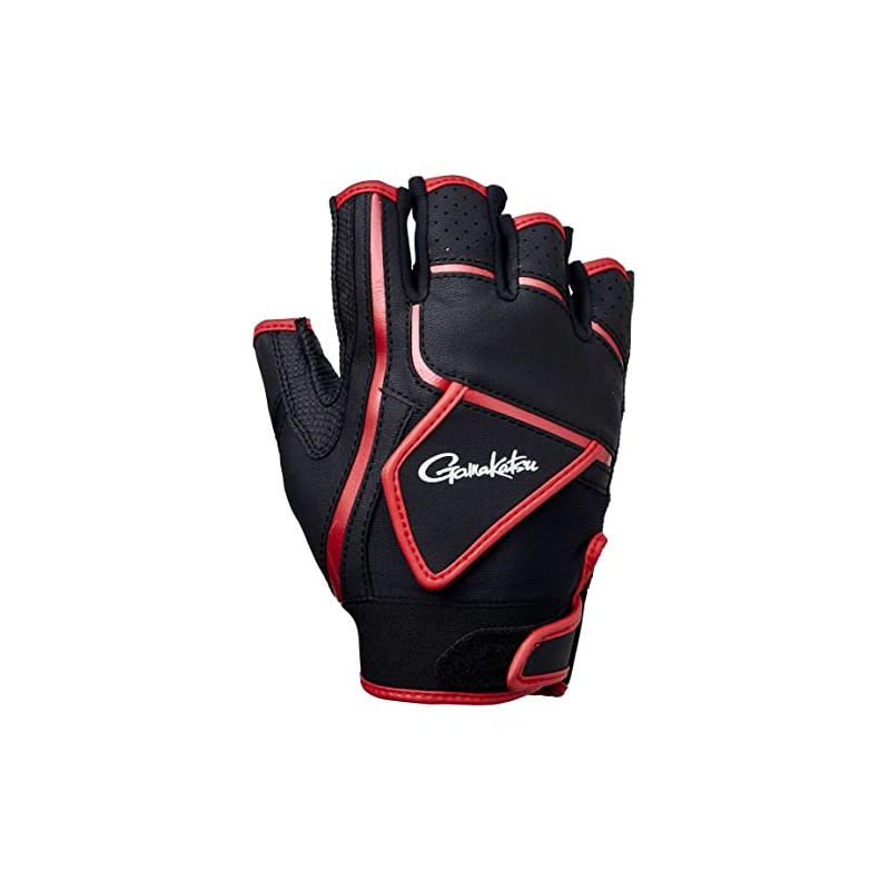 Gamakatsu CORDURA Tournament Glove 5-Finger Cut GM7293 Black/Red LL