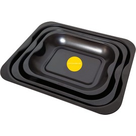 3-Pack Black Roasting Baking Tray Set - Small (28cm), Medium (33cm), and Large (38cm) - Baking Tray Set Tray/Pan, Non-Stick, Multi-Pack Set Oven Trays - Dishwasher Safe and Easy Clean by KITCHENEUR®