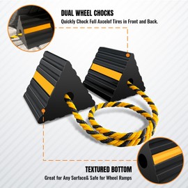 HOXWELL Rubber Wheel Chocks for RV Trailer Camper Truck Car Aircraft Boat, Versatile Rubber Chocks Block Stopper for Tire with Reflective Strips, Utility Trailer Camper RV Accessories