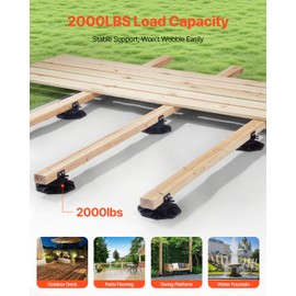 VEVOR Deck Blocks 8 PCS, 2200 lbs / 997.90 kg Load Capacity Deck Support Plastic Pedestal Paver, Raising 3.54-4.65 inch / 90-118 mm, Height Adjustable Shed Foundation Base for Wood Concrete Metal