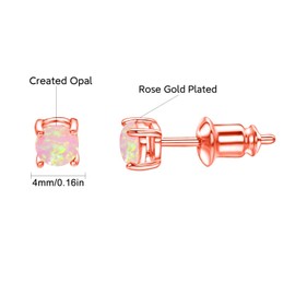 Vogem Opal Creole Earrings Women's Fire Opal Stud Earrings Created Opal Small Huggie Hoop Earrings Hypoallergenic Jewellery, 人论白, Created Opal