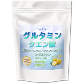 JAY&CO. Glutamine + Citric Acid (Lemon, 500g)