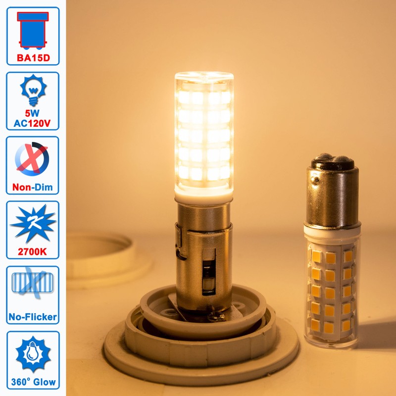 Ziomitus BA15D 120 Volt Double Contact/DC Bayonet Base Led Light