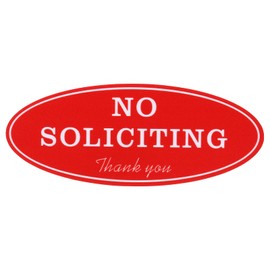 PATIKIL No Soliciting Sign, Green, 5x2 Inch Self-Adhesive No Soliciting Thank You Sign Warning Sign for Business Home Door Wall Window Office, Red